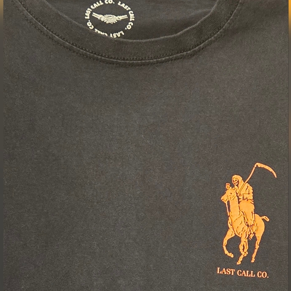 Ralph Lauren Black Tee with Orange Logo SzL - Picture 4 of 6
